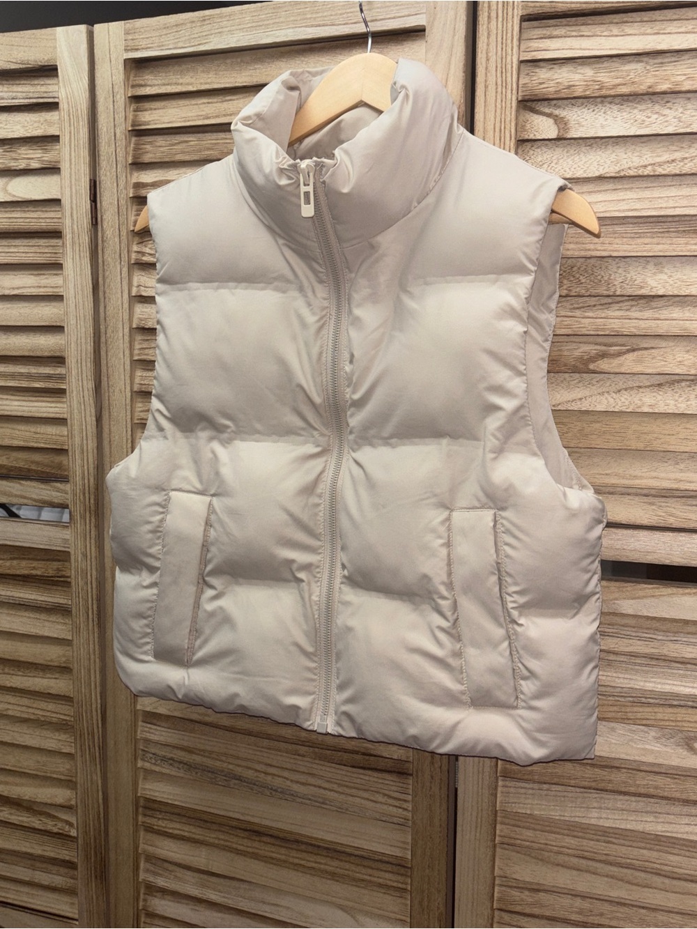 Zara Boxy Cropped Puffer Jacket – Cream – Size XS
